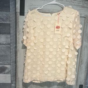 NWT POLKA DOT TOP: IVORY